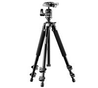 Mantona Scout MAX - Trípode con Cabezal esférico (Incluye Zapata de Cambio rápida), Color Negro