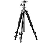 Mantona Scout - Trípode con Cabezal esférico (Altura máxima de 142 cm y Capacidad de Carga de 5 kg), Color Negro