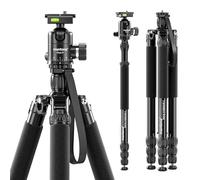 Mantona Wolverine L 284 + Cabezal esférico Onyx 8 Set Trípode fotográfico con Cabezal de Aluminio y Placa de Cambio rápido Compatible con Arca Swiss