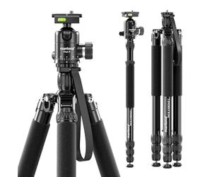 Mantona Wolverine L 284 + Cabezal esférico Onyx 8 Set Trípode fotográfico con Cabezal de Aluminio y Placa de Cambio rápido Compatible con Arca Swiss