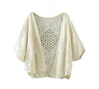 Mantoncillos De Flamenca Mujer,Señoras Boho Floral Hueco Bolero Shrugs Cropped Tops Crochet Batwing Sleeve Cardigan Open Front Sheer Shrugs Tops Hombro Chaqueta Capa Fiesta De Noche Cubrir para Vest