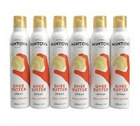 Mantova Ghee Butter Spray Family Pack 6 botellas de 200 ml, total 1200 ml - 100% Natural, Ligero y Fácil - Ahorra hasta un 90% - Spray y Nebulizador para Cocina, Horno, Sartén - Idea de Regalo