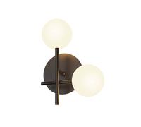Mantra Iluminación Aplique de pared, 2 luces, hierro, negro, cristal, blanco