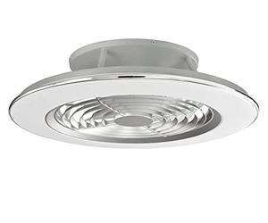 Mantra Iluminación. Modelo ALISIO MINI. Ventilador y plafón de techo de 52,5 cm de diámetro en color blanco. Fuente de luz LED 70W 2700K-5000K 4900lm. Ventilador 30W