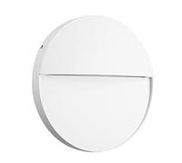 Mantra Iluminación. Modelo BAKER. Señalizador exterior circular de 16 cm de diámetro fabricado en aluminio y policarbonato acabado en color blanco arena. Fuente de luz LED 6W 3000K 420Lm (incl.)