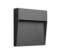 Mantra Iluminación. Modelo BAKER. Señalizador exterior cuadrado de 16 cm fabricado en aluminio y policarbonato acabado en color gris oscuro. Fuente de luz LED 6W 3000K 420Lm (incl.)