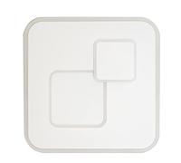 Mantra Iluminación. Modelo QUAD. Plafón de techo cuadrado de 45,8 cm de ancho con mando a distancia fabricado en acero y acrílico acabado en color blanco