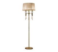 Mantra Iluminación. Modelo TIFFANY. Lámpara de pie de salón fabricado en metal y cristal acabado en color cuero