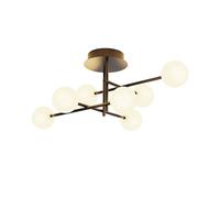 Mantra Iluminación Plafón de bodega, hierro, negro, 7 luces, cristal, blanco True