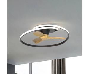 Mantra Iluminación Ventilador de techo LED Ocean negro/madera, DC, silencioso, Ø 78 cm, CCT
