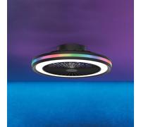 Mantra Iluminación Ventilador de techo LED para gamers, negro, DC, silencioso, Ø 47 cm, CCT RGB