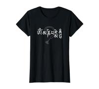 Mantras Afirmaciones Om Mani Padme Hum Collar de Perlas Camiseta gráfica económica, Mujer, Negro, M