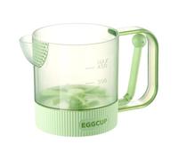 Manual Egg Beater Cup - Press Mixing Container For Food Prep | PP Body With Silicone Base, Semi Automatic Stirring Tool, Cream Froth Blender For Coffee Baking Cooking Dining Room
