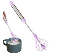 Manual Egg Beater, Semi-Automatic Hand Mixer Tool, 12.2x2.76 Inches, Press-Down Rotary Design, Stainless Steel Blades, Whisking and Blending for Kitchen Home Restaurant Baking Sauces Soups Baby Food
