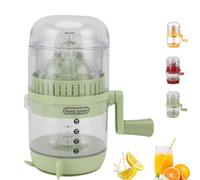 Manual Hand Crank Juicer - Portable Orange Squeezer Manual, 400ml Hand-Cranked Orange Lemon Squeezer, with Calibrated Container， Suitable for all kinds of fruits (Green)