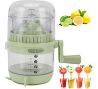 Manual Hand Crank Juicer - Portable Orange Squeezer Manual for Oranges, Lemon Juicer Squeezer, 400ml Hand-Cranked Orange Lemon Squeezer with Calibrated Container (Green)