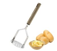 Manual Potato Masher - Stainless Steel Food Smasher, Ergonomic Handle with Construction for Easy Mashing Professional Kitchen Utensil for Potatoes Fruits Vegetables Heavy Duty Cooking Tool