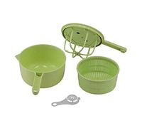 Manual Salad Spinner & Vegetable Washer | 5 - in - 1 Kitchen Tool for Washing/Draining/Drying Greens | Plastic Food Dehydrator Basket with Removable Inner Basket & Long Handle (Green)