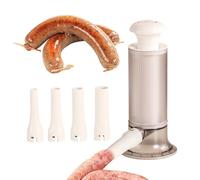 Manual Sausage Maker, Meat Filler Stuffer, 9,65 x 4,33 in Four Tube Connectors, Sausage Pressing Tool, Food Grade Material for Professional, Kitchen Equipment, Home, Cooking Use