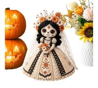 Manualidad con tela y parches de Halloween Decoración con aplique en capas | Arte de Costura Halloween Chica Calavera Para Familia Niñas Abuela Fiesta Repisa Estantería