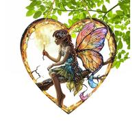 Manualidad de Hada atrapasol - Hada atrapasol, Adorno Colgante de Ventana Colorido, Adorno de Ventana manchada, decoración de Ventana de Hadas en Forma de corazón para decoración de Pared del hogar