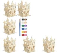 Manualidad Infantil Halloween Castillos de Madera Adornos Figuras Ornamentos para Decorar con Pinceles Finos Formas con Torres Adecuada para Talleres Infantiles Decoración de Sala Escritorio Regalo