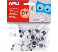 Manualidades APLI Ojos Móviles Negros Redondos, Pack x75
