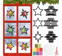 Manualidades de Navidad para niños, juego de manualidades para ventanas, Navidad, estrellas, decoración de Navidad, decoración de ventana de invierno, Adviento, Año Nuevo, plantillas DIY