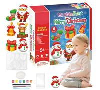 Manualidades de pintura de Navidad, molde sin pintar para vacaciones, pinta tus propias estatuas listas para pintar, figuras pintables, yeso sin pintar, manualidades, decoración con imán para adultos