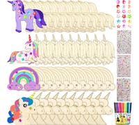Manualidades de Unicornio de Madera para Niños, 40 Piezas 3D Puzzle de Unicornio Manualidades de Madera de Bricolaje, Unicornios Manualidades Kit para Niña 3 4 5 6 7 8 9 años,Cumpleaños,Fiestas,Bodas