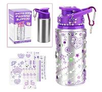 Manualidades para niñas de 8 años, botella de unicornio, botella para niñas, botella de unicornio para niñas, decora tu propia botella de agua con pegatinas de piedras preciosas (versión morada),