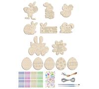 Manualidades para Pascua, huevo de conejo de madera sin terminar con kit de herramientas, manualidades de pintura de Pascua para niños y niñas, rellenos de cestas, premios de aula, suministros de arte