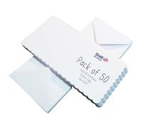 Manualidades UK 50 Tarjetas festoneadas y Sobres, Blanco, 5 x 5-Inch-p, cartón, Blanco, 100 x 78 mm