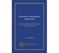 Manuals of emergency legislation: Supplement dated December 31st, 1918, to the Food supply manual. Pub. by authority. H.M. Stationery Office