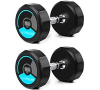Manubri Da Palestra Per Uso Professionale Di Design A Dodici Facce, Manubri Rivestiti Da Palestra Per Uomo E Donna(Blue-25KG*2)