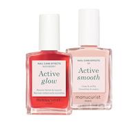 Manucurist Active Icons Duo Pintauñas Set : Esmaltes de Uñas Active con Glow Raspberry y Smooth 00 - Fortalecedores de Uñas, Abrillantadores y Cuidado - Regalo Mujer
