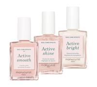 Manucurist Active Icons Trio Pintauñas Set : Esmaltes de Uñas Active con Smooth 00, Shine y Bright - Fortalecedores de Uñas, Abrillantadores y Cuidado - Regalo Mujer