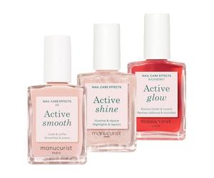 Manucurist Active Icons Trio Pintauñas Set : Esmaltes de Uñas Active con Smooth 00, Shine y Glow Raspberry - Fortalecedores de Uñas, Abrillantadores y Cuidado - Regalo Mujer