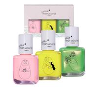 Manucurist Barbapapa Kit esmaltes de uñas infantiles a base de agua a partir 3 años - 3 esmalte sin toxicos en rosa, amarillo y verde - Maquillaje infantil - Regalos Navidad - Regalo Niña 3 años