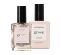 Manucurist Duo Base & Top Coat - Green Base Coat (78,5% bio-basado) y Sunshine Top Coat Vegan (69% bio-basado) - Manicura brillante y de larga duración - 2×15 ml