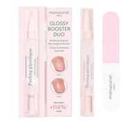 Manucurist Glossy Booster Duo - Tratamiento Exfoliante para Uñas con Peeling Glicólico & Pulidor - Kit Manicura Uñas Naturales Brillantes sin Esmalte - Brillo Instantáneo - Nail Care
