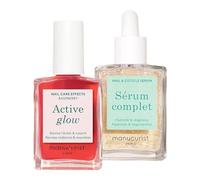 Manucurist Healthy Glow Duo - Tratamiento Reparador Fortalecedor Uñas Active Glow & Suero Completo Uñas y Cutículas - Esmalte de Uñas Fortificante - Pintauñas Trasparente - Regalo Mujer