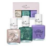 Manucurist Kit de Esmalte Infantil al Agua Wild Life - 3 Esmaltes de Uñas Blanco, Verde con Purpurina, Violeta - Maquillaje para Niños