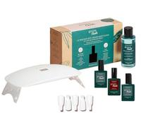 Manucurist Kit de esmalte semipermanente Essentials Green Flash - Lámpara de uñas LED 24 W + Base Coat + Top Coat + Esmalte de uñas rojo Dark Pansy + Quitaesmalte + Pinzas de eliminación
