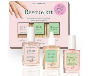 Manucurist Kit Rescue- Kit Uñas - Fortalecedor de Uñas Debiles y Quebradas - 1 Base Coat Endurecedor Uñas, 1 Mascarilla Reparadora Uñas, 1 Aceite Cuticulas Uñas - Vegano - Regalo Mujer