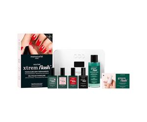Manucurist Kit Uñas Semipermanentes Xtrem Flash Poppy Red y Hortencia - Esmaltes Semipermanentes para Uñas con Lámpara LED 36W, Base, Top Coat, Quitaesmalte y Pinzas - Gel Uñas hasta 21 Días
