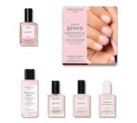 Manucurist Routine Green™ Rosa (Hortencia) Kit Pintauñas | Manicura Secado Exprés: 1 Desengrasante, 1 Base Coat, 1 Esmalte de Uñas Rosa, 1 Top Coat, Gotas Secantes