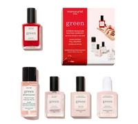 Manucurist Sistema Green™ Rojo (Poppy Red) Kit Pintauñas | Manicura Secado Exprés: 1 Desengrasante, 1 Base Coat, 1 Esmalte de Uñas Rojo, 1 Top Coat, Gotas Secantes
