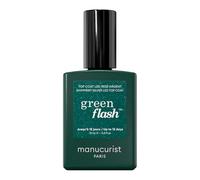 Manucurist Top Coat Semipermanente con Purpurina Plateada Green Flash™ | Para Pintauñas Semipermanentes - Brillo y Duración 12 días - Retirada Peel-Off - 79,5% de Origen Natural - 15 ml