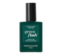 Manucurist Top Coat Semipermanente Green Flash - Top Coat para Pintauñas Semipermanentes Vegano - 12-free - Hasta un 84% de ingredientes de origen orgánico - Fabricado en Francia - Frasco de 15 ml
